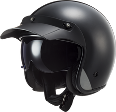 LS2 OF601 Bob II Open Face Motorcycle Helmet - Matt Black