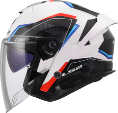 LS2 OF618 Verso II Open Face Motorcycle Helmet - Air White/Blue/Red
