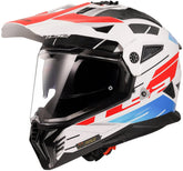 LS2 MX702 Pioneer II Adventure Motorcycle Helmet - Namib White/Blue/Red