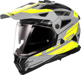 LS2 MX702 Pioneer II Adventure Motorcycle Helmet - Namib Matt Grey/H-V Yellow
