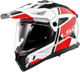 LS2 MX702 Pioneer II Adventure Motorcycle Helmet - Hill Matt White/Red