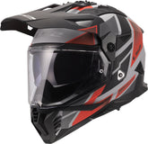 LS2 MX702 Pioneer II Adventure Motorcycle Helmet - Block Grey/Red
