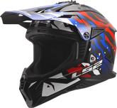 LS2 MX708 Fast II Motocross Helmet - Grotesk White/Blue/Red