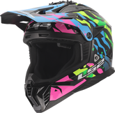 LS2 MX708 Fast II Motocross Helmet - Grotesk Blue/Pink/Green