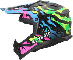 LS2 MX708 Fast II Motocross Helmet - Grotesk Blue/Pink/Green