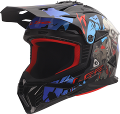 LS2 MX708 Fast II Motocross Helmet - Zombie II Black/Red/Blue