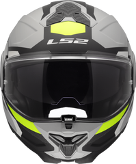 LS2 FF910 Advant II Flip Up Motorcycle Helmet - Triple Light Grey/Hi-Vis Yellow