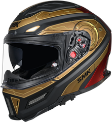 SMK Agnar Full Face Motorcycle Helmet - Cyborg Matt Black/Gold/Red