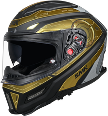 SMK Agnar Full Face Motorcycle Helmet - Cyborg Matt Black/Gold/Chrome