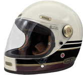 ViPER F660 Full Face Retro Motorcycle Helmet - Stripes Cream/Burgundy