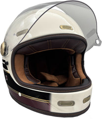 ViPER F660 Full Face Retro Motorcycle Helmet - Stripes Cream/Burgundy