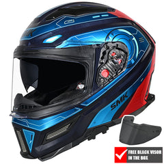 SMK Agnar Full Face Motorcycle Helmet - Cyborg Gloss Teal