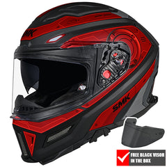 SMK Agnar Full Face Motorcycle Helmet - Cyborg Matt Red