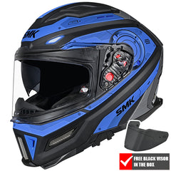 SMK Agnar Full Face Motorcycle Helmet - Cyborg Matt Blue