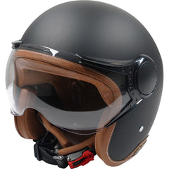 Axor Jet Open Face Motorcycle Helmet - Matt Black/Brown
