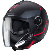 Caberg Riviera V4X Open Face Motorcycle Helmet - Geo Matt Black/Red/Anthracite