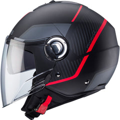 Caberg Riviera V4X Open Face Motorcycle Helmet - Geo Matt Black/Red/Anthracite