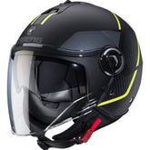 Caberg Riviera V4X Open Face Motorcycle Helmet - Geo Matt Black/Yellow/Anthracite