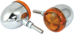 Bike It Short Stem Bullet Indicators With Chrome Body And Amber Lens