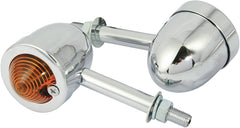 Bike It Long Stem Mini Custom Indicators With Chrome Body And Amber Lens