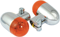 Bike It Round Clamp Type Indicators With Chrome Body And Amber Lens
