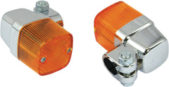 Bike It Square Clamp Type Indicators With Chrome Body And Amber Lens