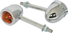 Bike It Extra Long Stem Mini Custom Indicators With Chrome Body And Amber Lens