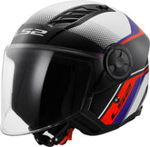 LS2 OF616 Airflow II Open Face Motorcycle Helmet - Rush White/Blue/Red