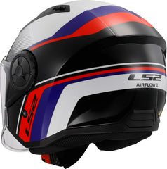 LS2 OF616 Airflow II Open Face Motorcycle Helmet - Rush White/Blue/Red