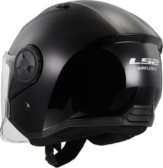 LS2 OF616 Airflow II Open Face Motorcycle Helmet - Solid Gloss Black