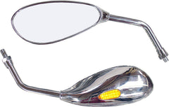 Bike It Patrol Chrome Universal Mirrors With Built In LED Indicators