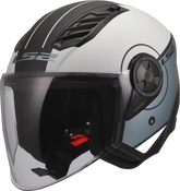 LS2 OF616 Airflow II Open Face Motorcycle Helmet - Cover Matt Grey/Blue