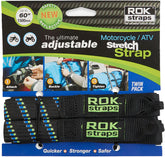 ROK Straps - Motorcycle/ATV Stretch Strap - Black/Blue/Green Reflective 056