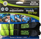 ROK Straps - Motorcycle/ATV Stretch Strap - Green/Black Reflective 057