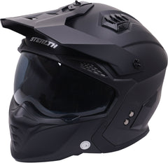 Stealth Fighter Full & Open Face Motorcycle Helmet - Matt Black