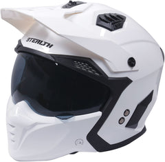 Stealth Fighter Full & Open Face Motorcycle Helmet - Gloss White