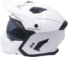 Stealth Fighter Full & Open Face Motorcycle Helmet - Gloss White