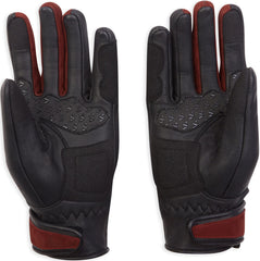 Spada Bennett CE Ladies Leather Motorcycle Gloves - Black/Burgundy