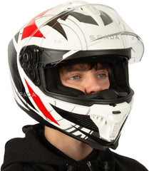 Spada SP18 Full Face Motorcycle Helmet - Strike White/Black/Red
