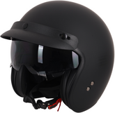 Stealth Open Face Motorcycle Helmet With Peak - Matt Black