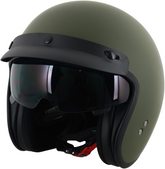 Stealth Open Face Motorcycle Helmet With Peak - Matt Green