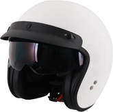 Stealth Open Face Motorcycle Helmet With Peak - Gloss White