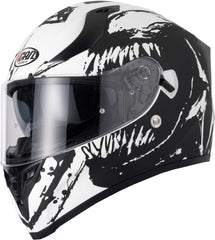 Vcan H128 Full Face Motorcycle Helmet - Wraith Matt Black/White
