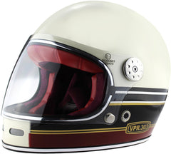 ViPER F656 Full Face Motorcycle Helmet - Stripes Cream/Burgundy