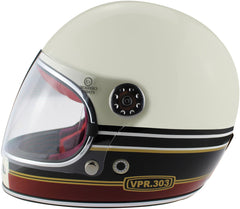 ViPER F656 Full Face Motorcycle Helmet - Stripes Cream/Burgundy