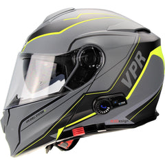 ViPER RS-V171 Zone Flip Up Motorcycle Helmet - Matt Grey/Yellow