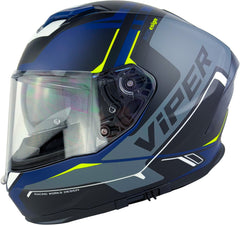 ViPER RS-V255 Full Face Motorcycle Helmet - Reactor Matt Black/Blue