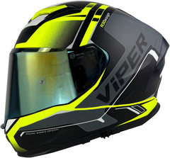 ViPER RS-V255 Full Face Motorcycle Helmet - Reactor Matt Black/Fluo