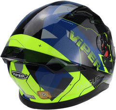 ViPER RS-V95 Full Face Motorcycle Helmet - Rogue Blue/Fluo