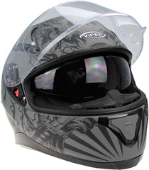 ViPER RS-V95 Full Face Motorcycle Helmet - Skull Grey